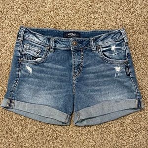 Silver jean shorts
